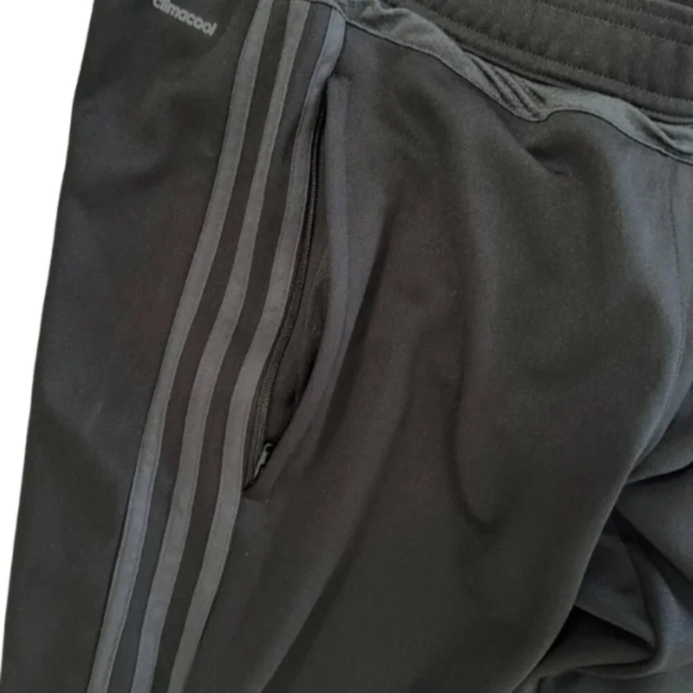 adidas Black Tricot Track Pants XS Tapered Zip Athletic Joggers
